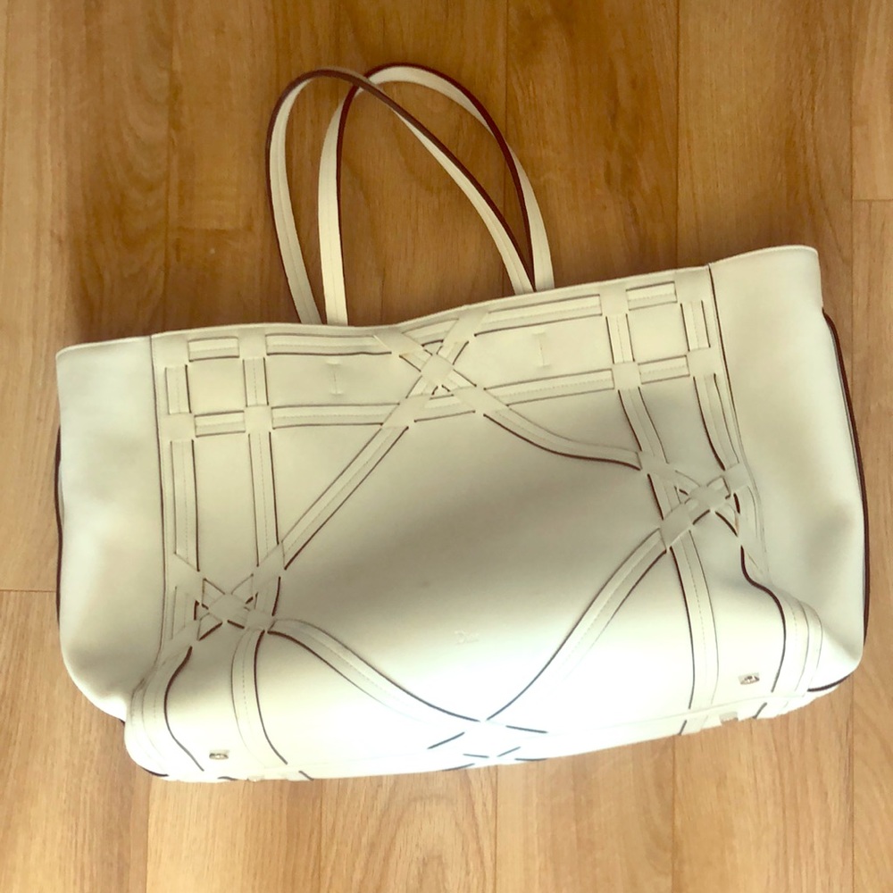 Dior Cannage Tote in white leather